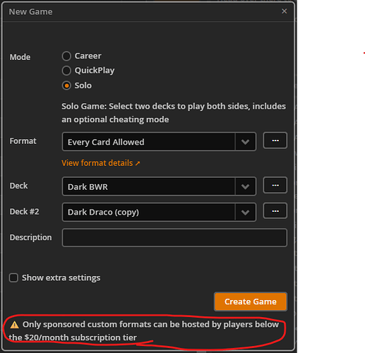 TCG One Custom Format